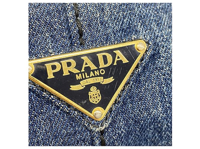 Prada Canapa Denim Tote Bag Blau - Ansicht 11
