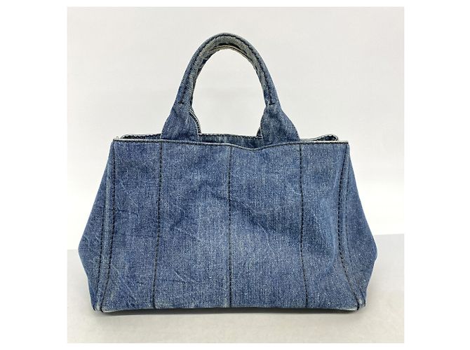 Prada Canapa Denim Tote Bag Blau - Ansicht 12