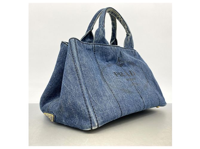 Prada Canapa Denim Tote Bag Blau - Ansicht 2