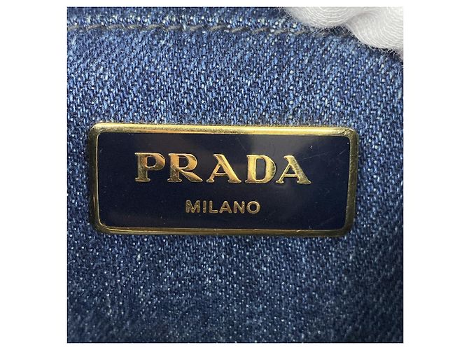 Prada Canapa Denim Tote Bag Blau - Ansicht 5