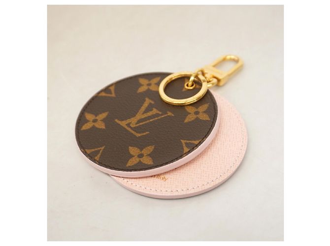 Louis Vuitton Keychain Charm Monogram LV Mirror Compact Brown Pink - view 2