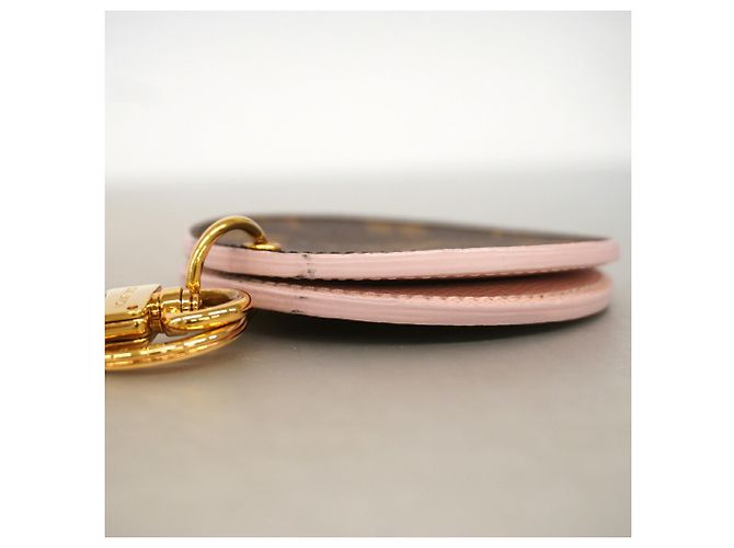 Louis Vuitton Keychain Charm Monogram LV Mirror Compact Brown Pink - view 4