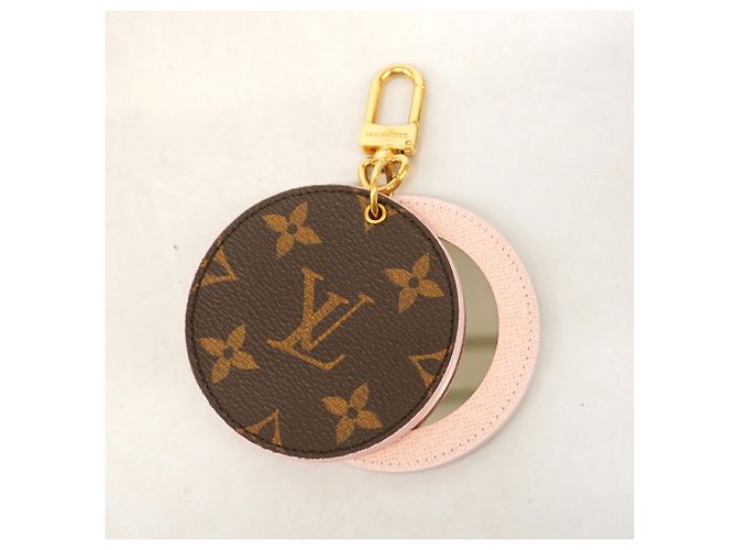 Louis Vuitton Keychain Charm Monogram LV Mirror Compact Brown Pink - view 7