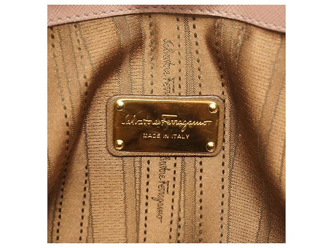 Borsa in pelle Gancini Salvatore Ferragamo Marrone Beige - vista 5