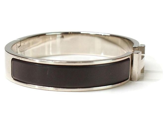 Hermès Brazalete Clic H GM Esmalte Negro Mate Hardware de plata - vista 2