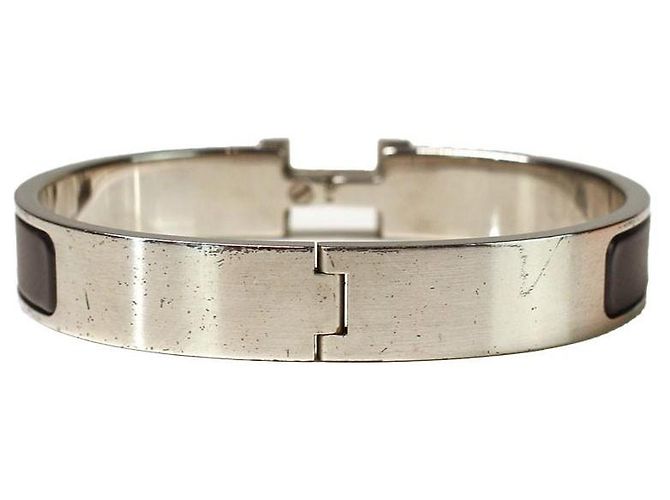 Hermès Brazalete Clic H GM Esmalte Negro Mate Hardware de plata - vista 3