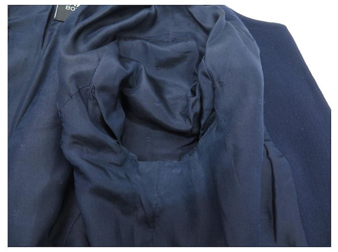 VINTAGE CHANEL JACKET CC LOGO BUTTONHOLE 40 M WOOL NAVY BLUE COAT - view 6