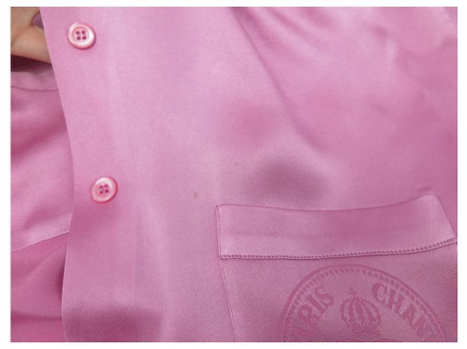 CAMISA CHANEL 31 RUE CAMBON BLOUSE 38 M SEDA ROSA CORBATA LAVALIERE TOP - vista 11