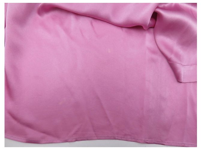 CAMISA CHANEL 31 RUE CAMBON BLOUSE 38 M SEDA ROSA CORBATA LAVALIERE TOP - vista 13
