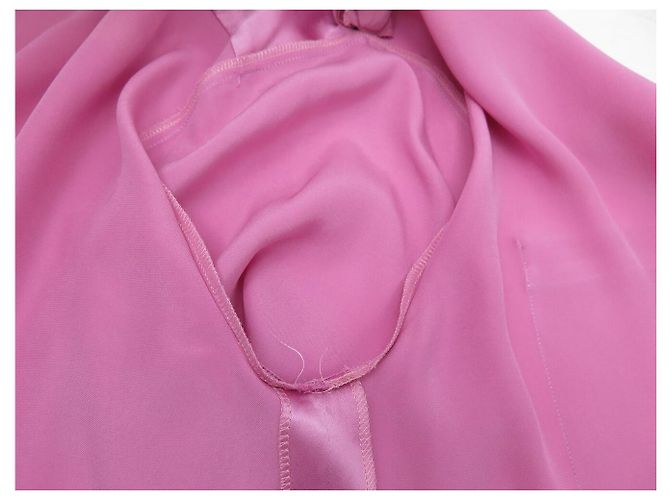 CAMISA CHANEL 31 RUE CAMBON BLOUSE 38 M SEDA ROSA CORBATA LAVALIERE TOP - vista 8