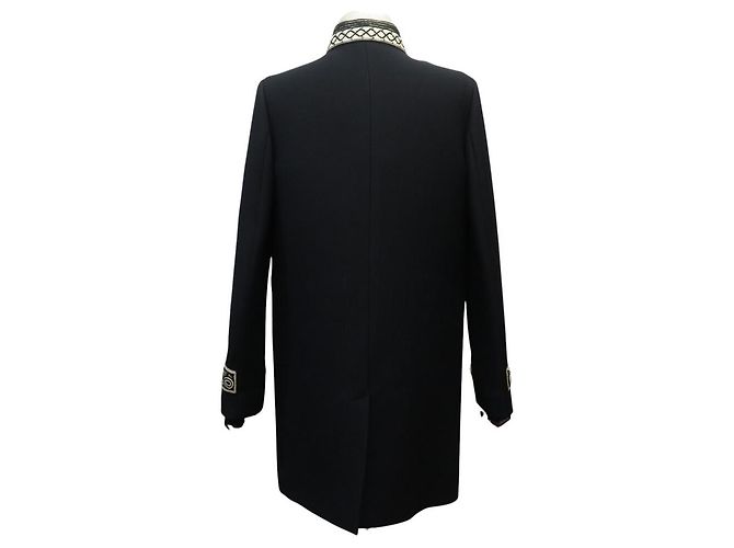 ABRIGO CHRISTIAN DIOR COUTURE ESTILO OFICIAL 38 M CUELLO MANDARÍN BORDADO Negro - vista 3