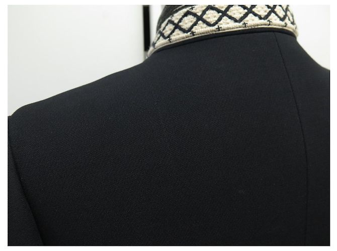 ABRIGO CHRISTIAN DIOR COUTURE ESTILO OFICIAL 38 M CUELLO MANDARÍN BORDADO Negro - vista 4