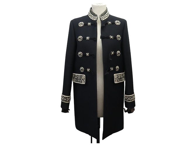 ABRIGO CHRISTIAN DIOR COUTURE ESTILO OFICIAL 38 M CUELLO MANDARÍN BORDADO Negro - vista 5
