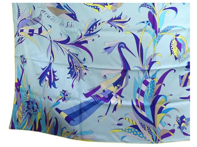 Hermès NEU HERMES PARADIS DE SOIE TUCH 140 CM RIESIGES SEIDENQUADRAT SILK SCARF Blau - Ansicht 4