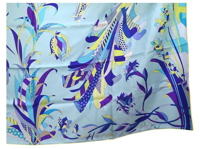 Hermès NEU HERMES PARADIS DE SOIE TUCH 140 CM RIESIGES SEIDENQUADRAT SILK SCARF Blau - Ansicht 5