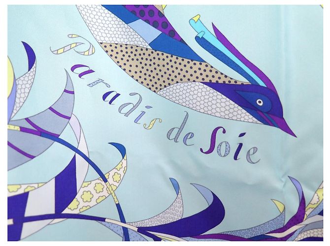 Hermès NEU HERMES PARADIS DE SOIE TUCH 140 CM RIESIGES SEIDENQUADRAT SILK SCARF Blau - Ansicht 6