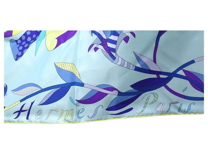 Hermès NEU HERMES PARADIS DE SOIE TUCH 140 CM RIESIGES SEIDENQUADRAT SILK SCARF Blau - Ansicht 7