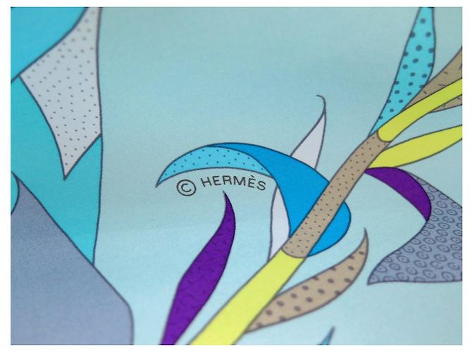 Hermès NEU HERMES PARADIS DE SOIE TUCH 140 CM RIESIGES SEIDENQUADRAT SILK SCARF Blau - Ansicht 9