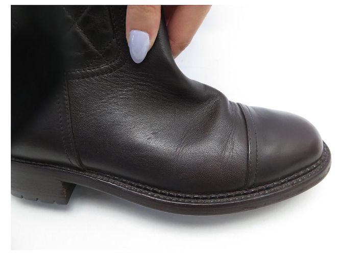 BOTAS CHANEL LOGO CC G29323 CUERO ACOLCHADO MARRÓN Castaño - vista 12