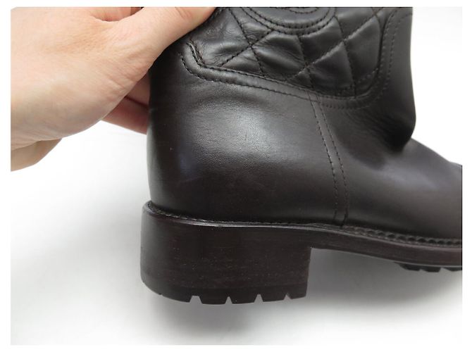 BOTAS CHANEL LOGO CC G29323 CUERO ACOLCHADO MARRÓN Castaño - vista 13