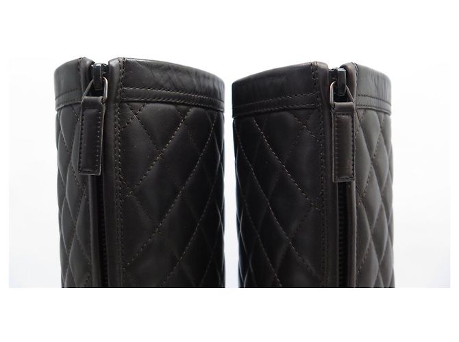 BOTAS CHANEL LOGO CC G29323 CUERO ACOLCHADO MARRÓN Castaño - vista 6
