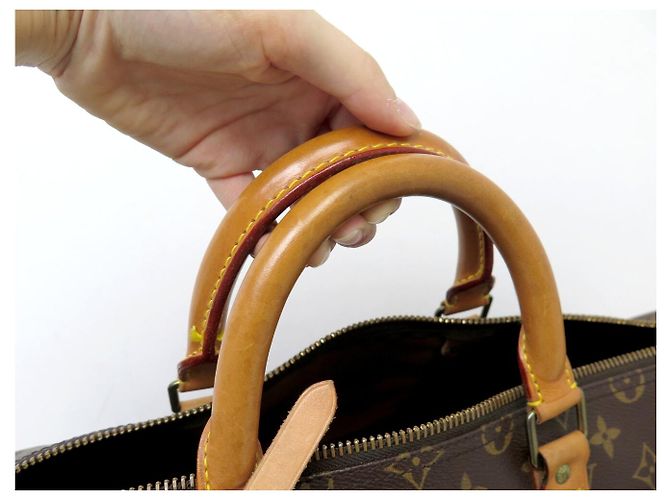 BORSA DA VIAGGIO A MANO VINTAGE LOUIS VUITTON KEEPALL 55 MONOGRAM BANDOULIERE Marrone - vista 15