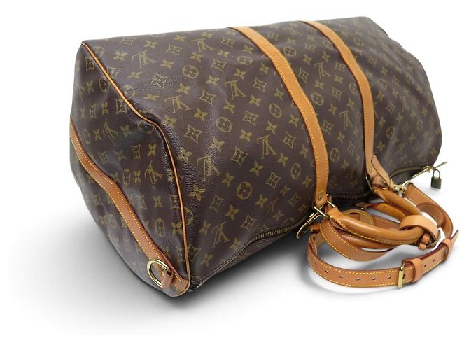 BORSA DA VIAGGIO A MANO VINTAGE LOUIS VUITTON KEEPALL 55 MONOGRAM BANDOULIERE Marrone - vista 4