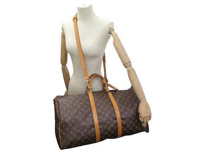 BORSA DA VIAGGIO A MANO VINTAGE LOUIS VUITTON KEEPALL 55 MONOGRAM BANDOULIERE Marrone - vista 5