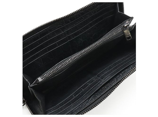 Autre Marque Yves Saint Laurent Long Wallet mit Rundum-Reißverschluss Schwarz - Ansicht 6