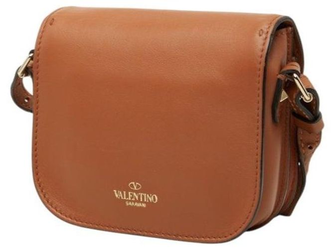 Borsa a tracolla in pelle Rockstud Valentino Garavani Marrone Beige - vista 2