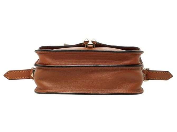 Borsa a tracolla in pelle Rockstud Valentino Garavani Marrone Beige - vista 3