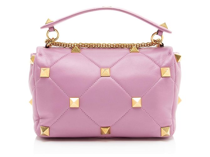Valentino Garavani Borsa a tracolla media Roman Stud in vitello Valentino Porpora - vista 3
