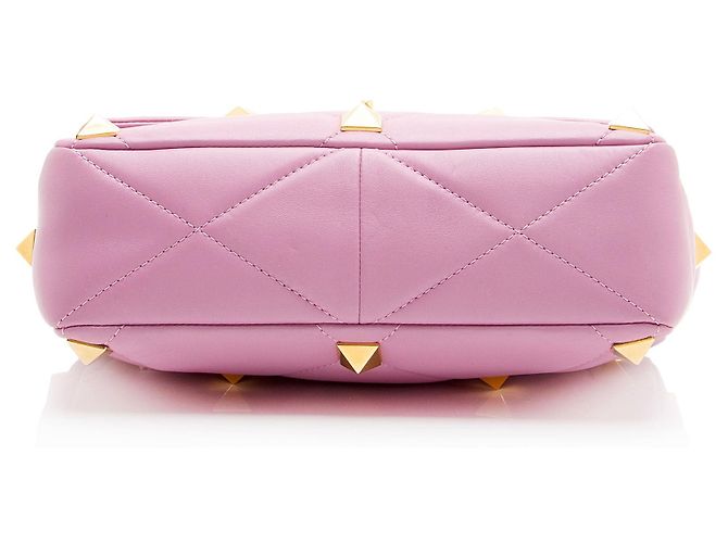 Valentino Garavani Borsa a tracolla media Roman Stud in vitello Valentino Porpora - vista 4