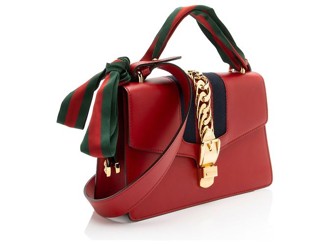 Gucci Leather Sylvie kleine Schultertasche Rot - Ansicht 2