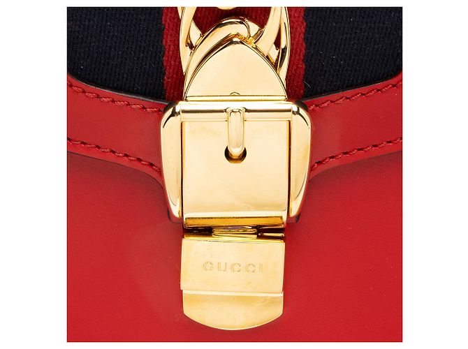 Gucci Leather Sylvie kleine Schultertasche Rot - Ansicht 9