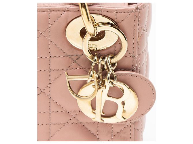 Lady Dior Mini Tote aus Cannage Lammleder Pink - Ansicht 10