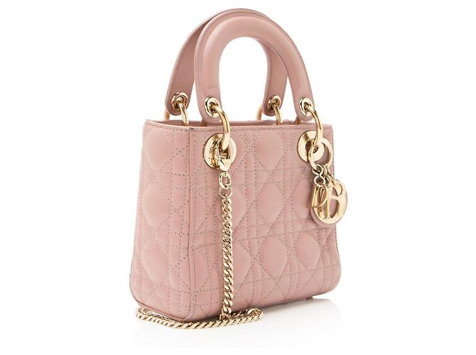 Lady Dior Mini Tote aus Cannage Lammleder Pink - Ansicht 2