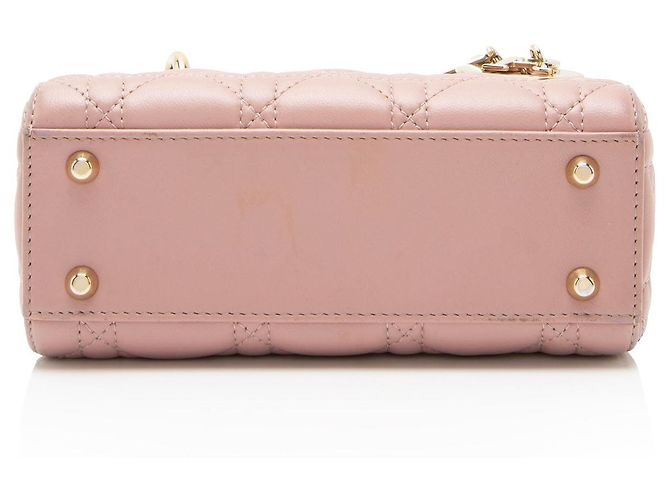 Lady Dior Mini Tote aus Cannage Lammleder Pink - Ansicht 4