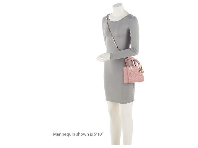 Lady Dior Mini Tote aus Cannage Lammleder Pink - Ansicht 5