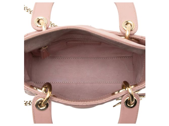 Lady Dior Mini Tote aus Cannage Lammleder Pink - Ansicht 7