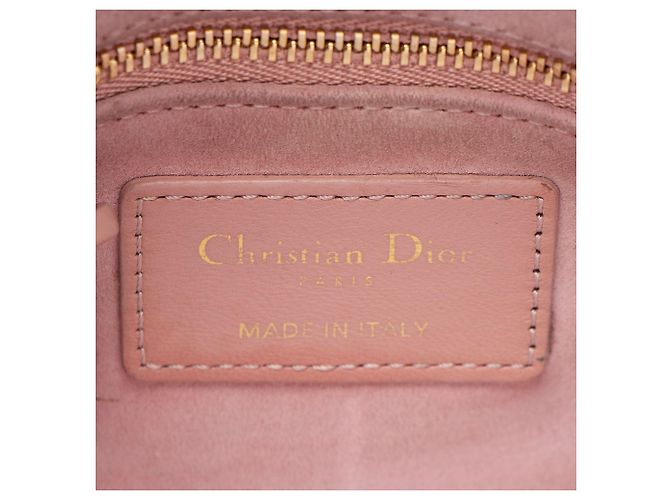 Lady Dior Mini Tote aus Cannage Lammleder Pink - Ansicht 8