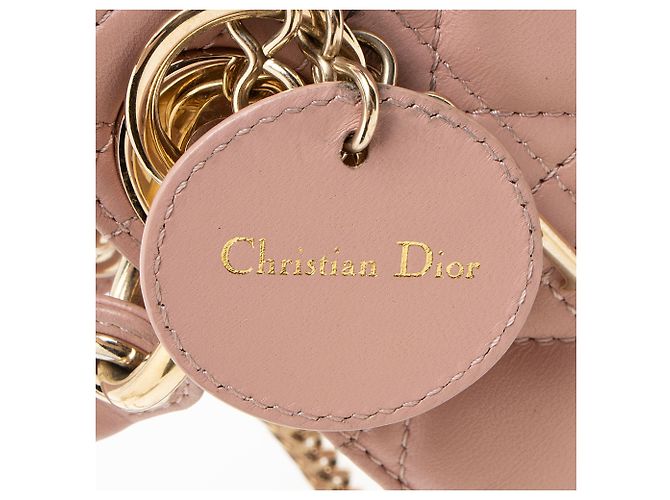 Lady Dior Mini Tote aus Cannage Lammleder Pink - Ansicht 9