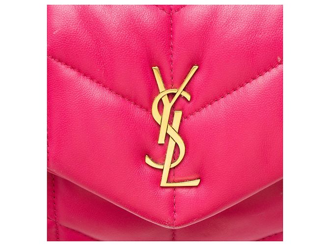 Autre Marque Borsa a tracolla LouLou Toy Puffer in pelle d'agnello monogrammata Saint Laurent Rosa - vista 10