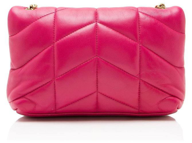 Autre Marque Borsa a tracolla LouLou Toy Puffer in pelle d'agnello monogrammata Saint Laurent Rosa - vista 3