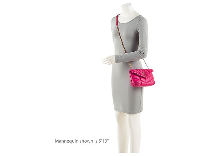 Autre Marque Borsa a tracolla LouLou Toy Puffer in pelle d'agnello monogrammata Saint Laurent Rosa - vista 5