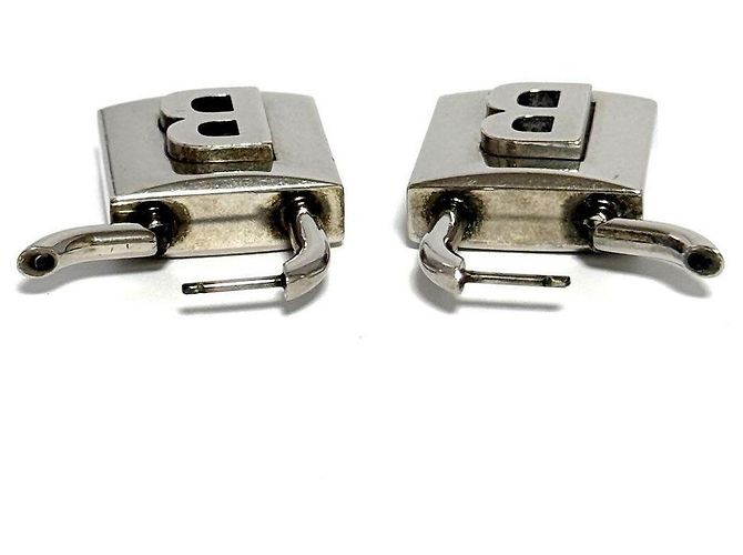 Boucles d'oreilles Lock Metal Balenciaga Limited Doré Métallisé - vue 3
