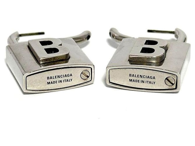 Boucles d'oreilles Lock Metal Balenciaga Limited Doré Métallisé - vue 4