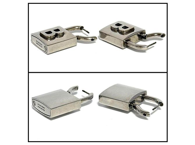 Boucles d'oreilles Lock Metal Balenciaga Limited Doré Métallisé - vue 5