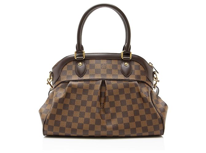 Borsa Louis Vuitton Damier Ebene Trevi PM Satchel Marrone - vista 3
