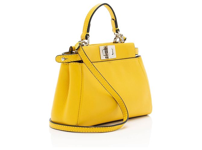 Fendi Peekaboo Micro Schultertasche aus Nappa-Leder Gelb - Ansicht 2
